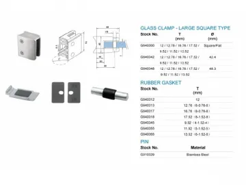 Stainless Steel Large Square Type Glass Clamp