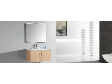 IL2548 Light Oak Floating Single Bathroom Vanity with Mirror