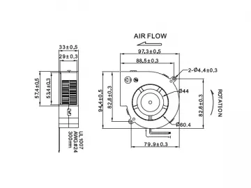 97×94×33mm DC Blower Fan